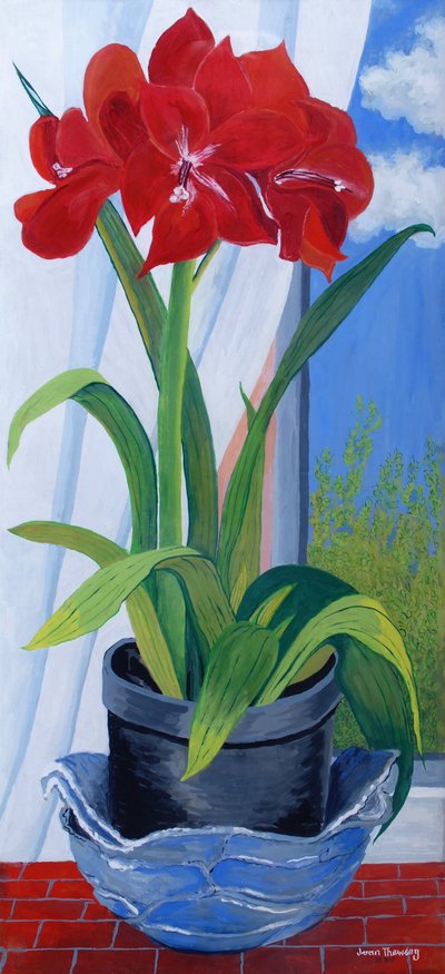 Amarilis en un cuenco azul, 2011 de Joan Thewsey